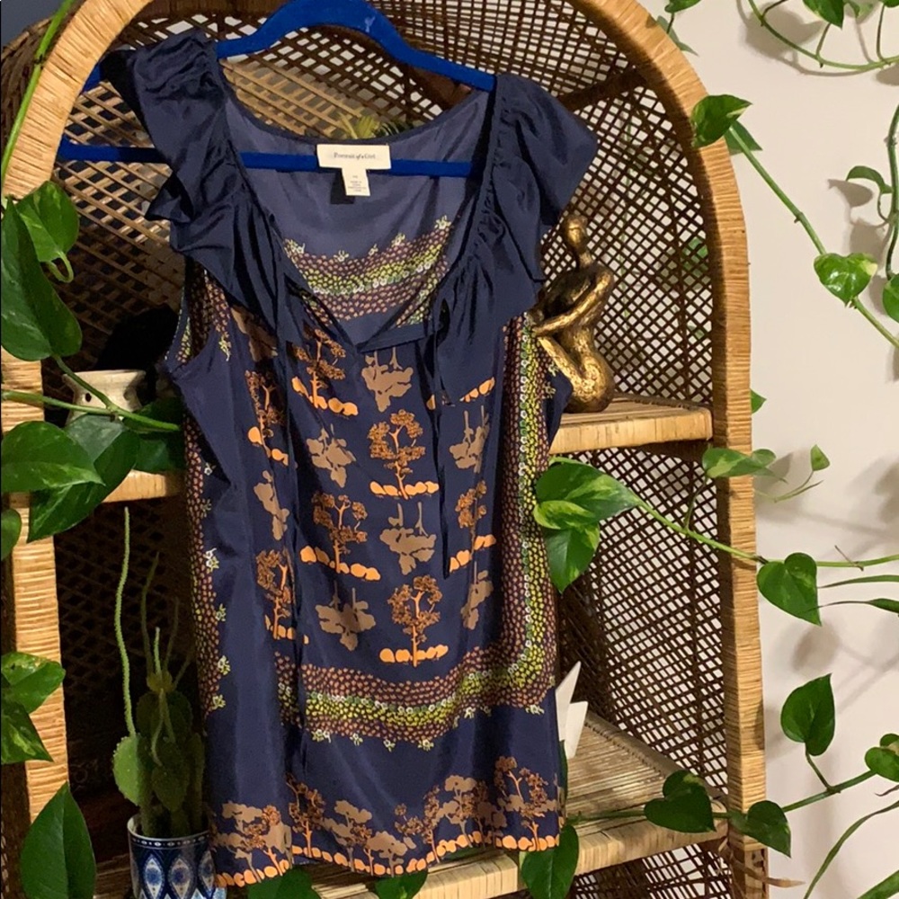 Portrait of a Girl Anthropologie ruffle silk top